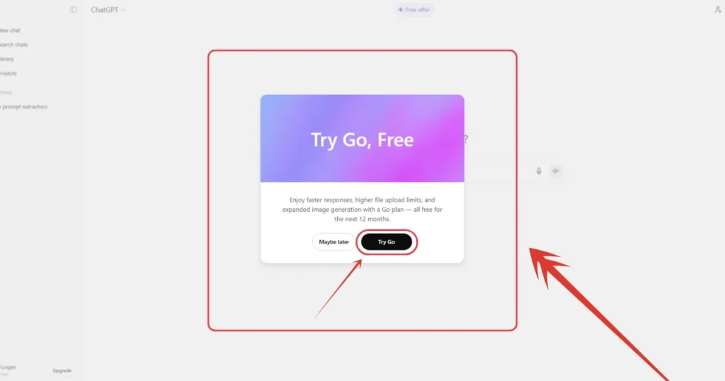 Either a pop-up itself will appear asking to claim this offer like this, all you need here is to click on Try Go and you will be landed on the next page.