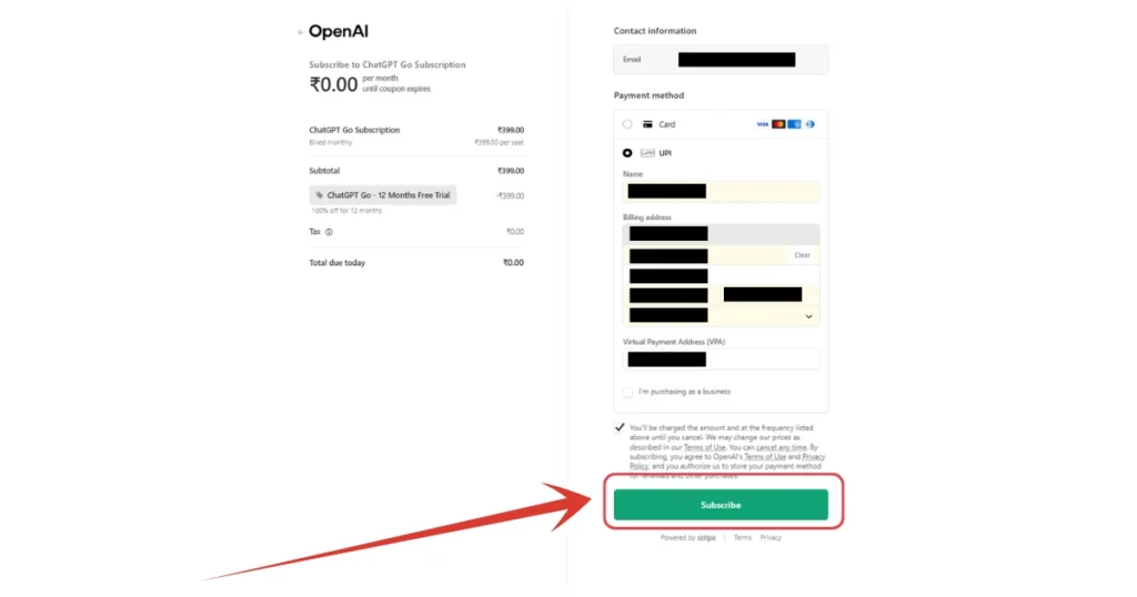 After filling out all the details, hit Subscribe button. Later, a confirmation will be received on your smartphone, you have to accept it, and that's it.