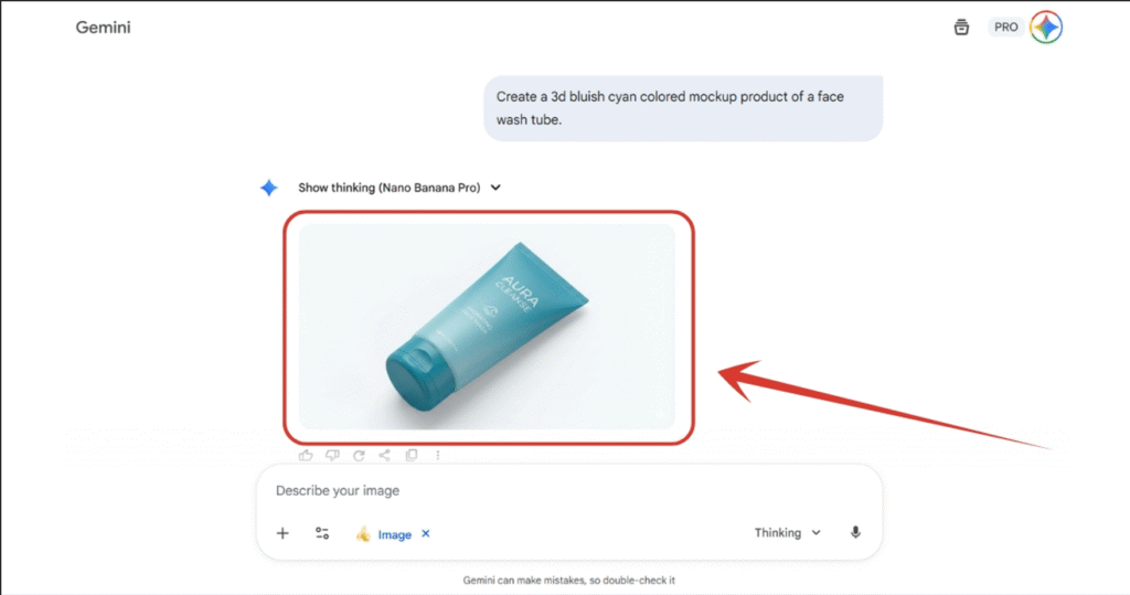 Right now I don't have any product to make a professional mockup of, so I will first generate a product from Nano Banana itself. But if you have a product, you can skip this part. I gave the prompt, and now I have the product. I will download it.