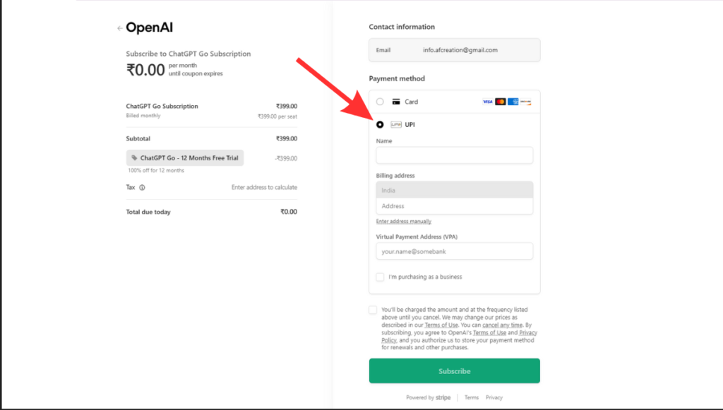 NOTE: Now you can verify through UPI as well. The feature of UPI wasn't there before but soon after it was added. So, if you are not comfortable with the card method, simply go with the UPI one