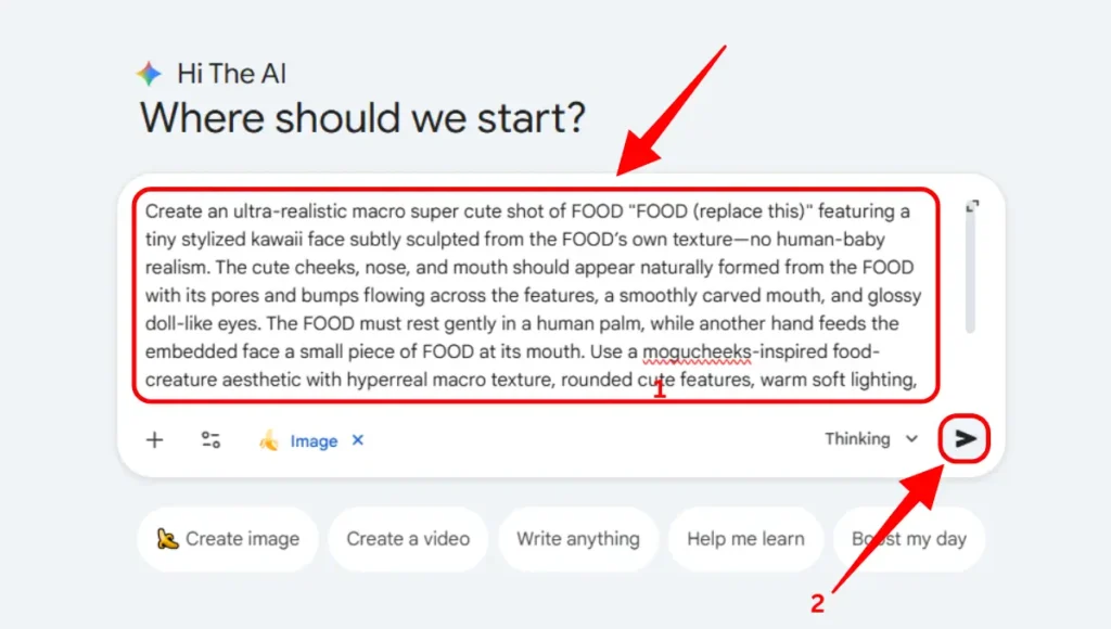 After copy and pasting the prompt, hit enter or just click on the arrow mark down there, and wait for the image to be generated