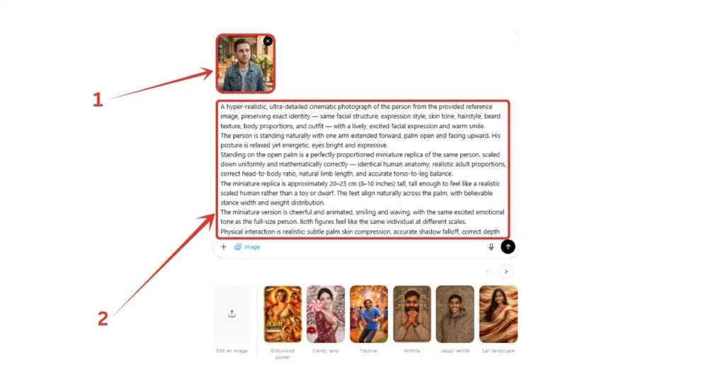 As you can see I have uploaded an image here. Now, the main part, the prompt. Copy and paste the prompt from below