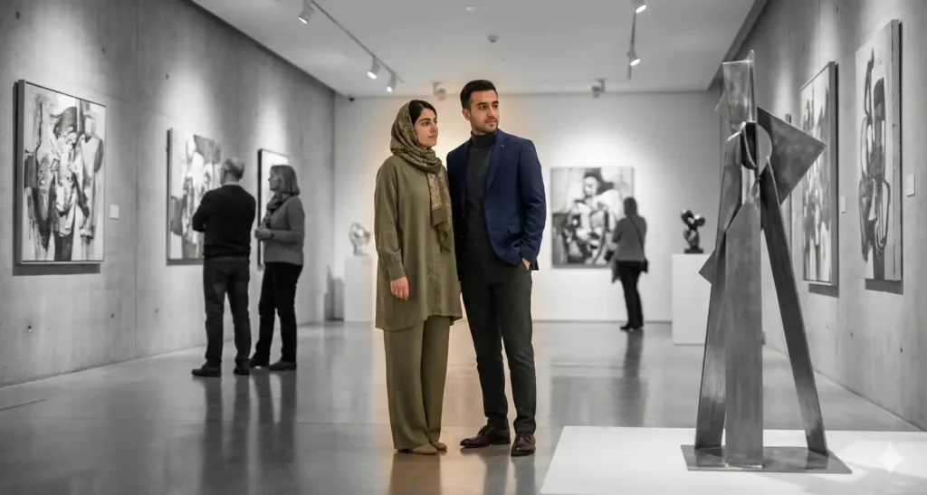 Couple at Modern Art Gallery
