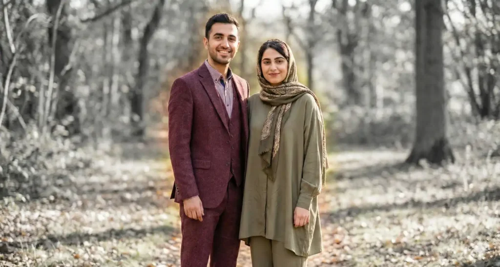 Couple in Forest Path Portrait