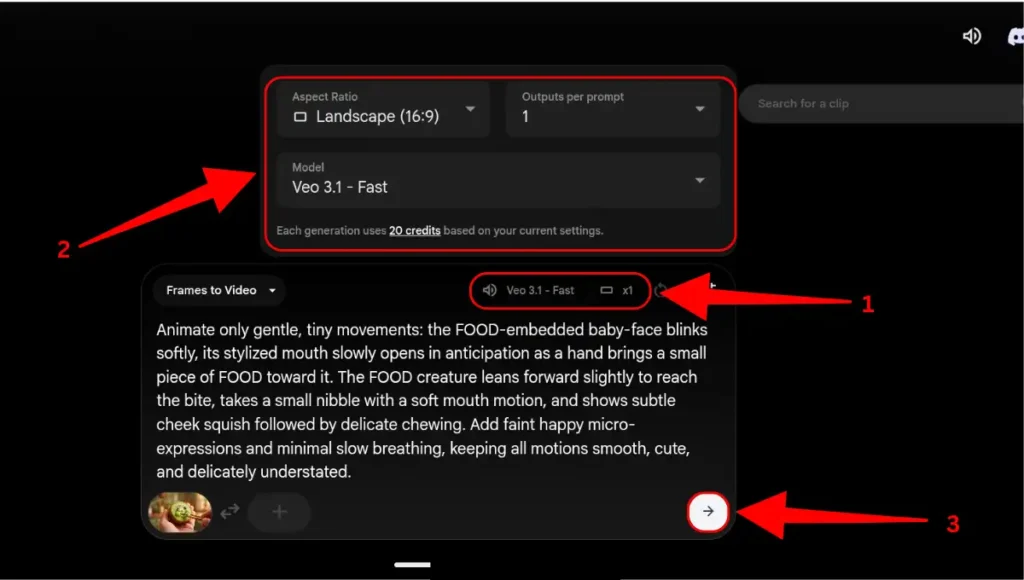 Lastly, click on the setting panel down there, and copy the exact settings I have shown in the image. You can adjust the aspect ratio depending on the fruit image you generated. I have generated a