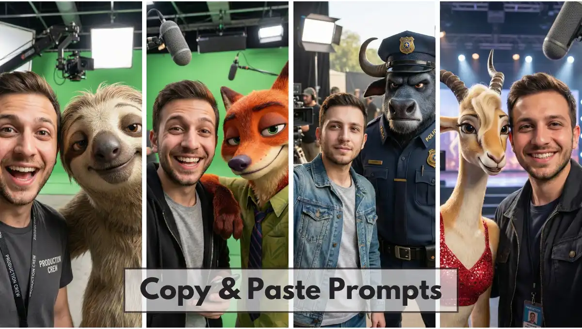 Trending 4K Selfies with Zootopia Characters Nano Banana Pro Prompts